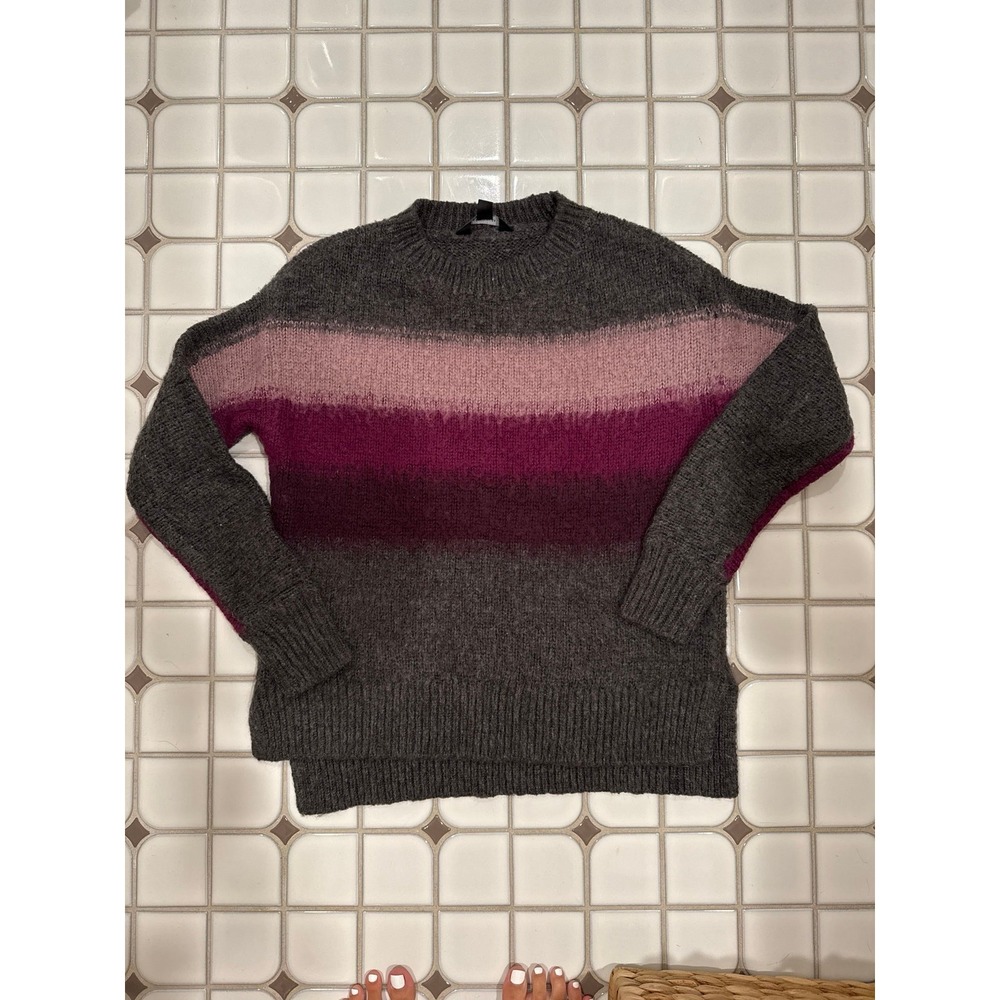 Simply Vera Vera Wang Womens XS Colorblock Knit Sweater Gray Pink Crewneck